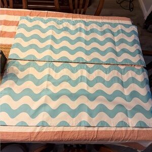 Eclipse Wave Pattern Window Valance Set - Teal and White